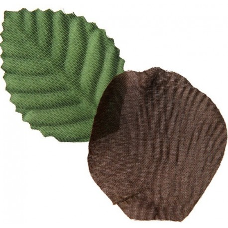 Pétales de rose chocolat en tissu avec feuilles les 100