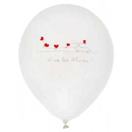 Ballons Vive les mariés blancs 23 cm les 8