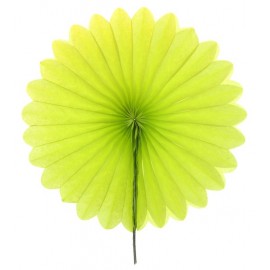 Eventail papier vert anis 20 cm les 2