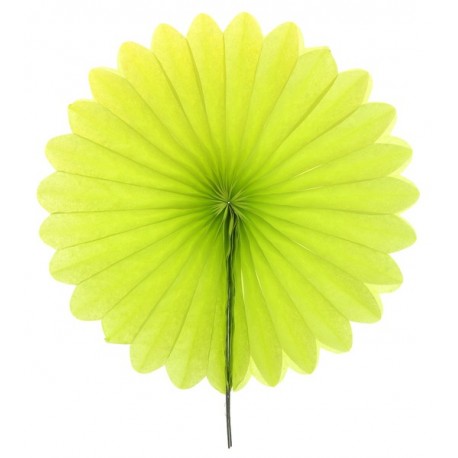 Eventail papier vert anis 20 cm les 2