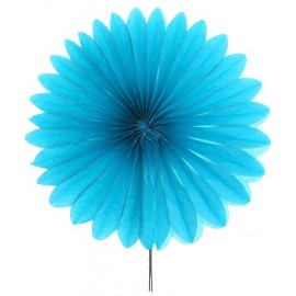 Eventails papier turquoise 20 cm les 2