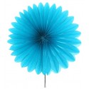 Eventails papier turquoise 20 cm les 2