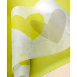 Chemin de table coeur vert anis coeur gris intissé blanc 5 M