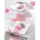 Chemin de table coeur rose coeur gris intissé blanc 5 M