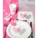 Serviette de table coeur rose gris papier blanc les 20