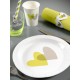 Assiettes coeur vert anis gris carton blanc 23 cm les 10