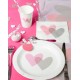 Assiettes coeur rose gris carton blanc 23 cm les 10