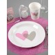 Assiette coeur rose gris carton blanc 23 cm les 10