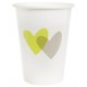Gobelets coeur vert anis coeur gris carton blanc les 10