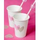 Gobelet coeur rose coeur gris carton blanc les 10