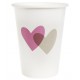 Gobelet coeur rose coeur gris carton blanc les 10