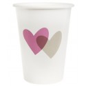 Gobelets coeur rose coeur gris carton blanc les 10