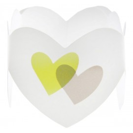 Ronds de serviette coeur vert anis gris les 6