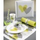 Ronds de serviette coeur vert anis gris les 6