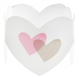 Ronds de serviette coeur rose gris les 6