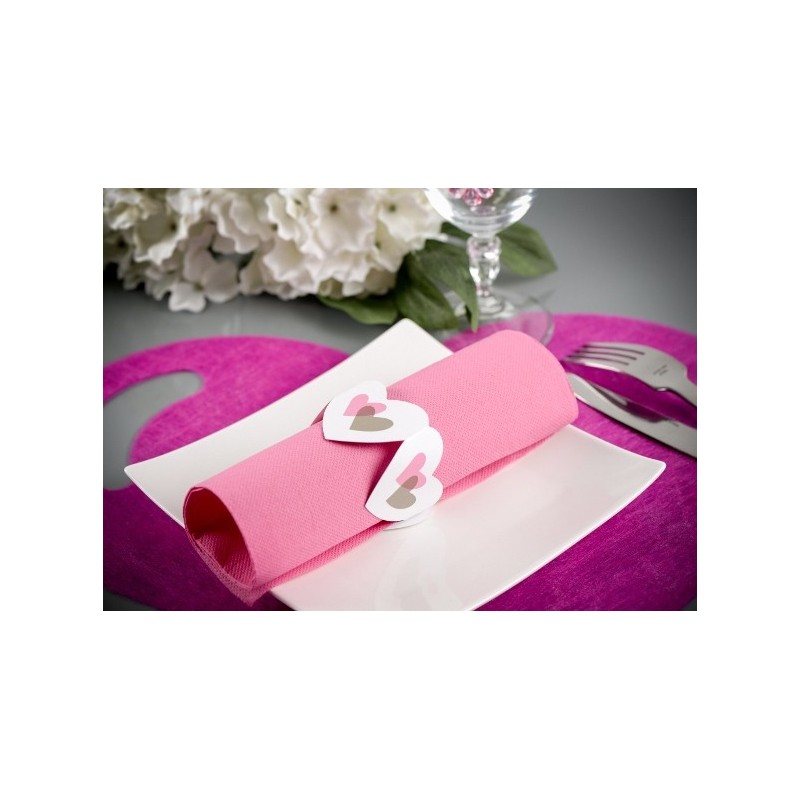 Anneaux De Serviette En Papier Cœur - Lot De 50 - Noir - 21,4x6,1 Cm - Décoration Mariage, Anniversaire, Fête