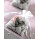 Sachets à dragées coeur rose gris les 6