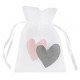 Sachet à dragées coeur rose gris les 6