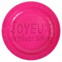 Assiettes Joyeux Anniversaire Carton Fuchsia 23 cm les 10