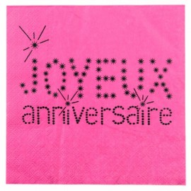 Serviettes de table Joyeux Anniversaire Fuchsia les 20