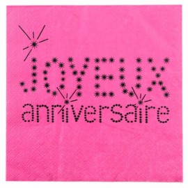 Serviettes de table Joyeux Anniversaire Fuchsia les 20