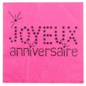 Serviettes de table Joyeux Anniversaire Fuchsia les 20