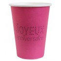 Gobelets Joyeux Anniversaire Carton Fuchsia Etoiles Noires les 10