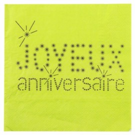 Serviettes de table Joyeux Anniversaire Vert Anis les 20