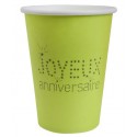 Gobelets Joyeux Anniversaire Carton Vert Anis les 10