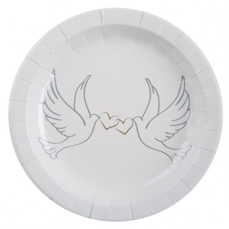 Assiette Colombes carton Blanc 22.5 cm les 10