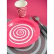 Assiettes carton spirale fuchsia blanc 22.5 cm les 10