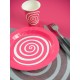 Assiettes carton spirale fuchsia blanc 22.5 cm les 10