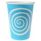 Gobelet carton spirale turquoise blanc les 10