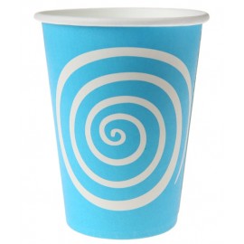 Gobelets carton spirale turquoise blanc les 10