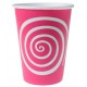 Gobelet carton spirale fuchsia blanc les 10