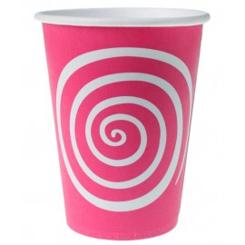 Gobelet carton spirale fuchsia blanc les 10