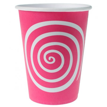 Gobelet carton spirale fuchsia blanc les 10