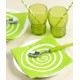 Serviettes de table spirale vert anis blanc les 20