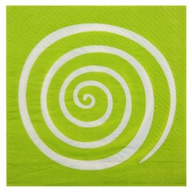 Serviettes de table spirale vert anis blanc les 20