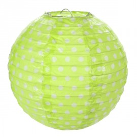 Lanternes boule papier vert anis à pois 20 cm les 2