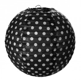 Lanternes boule papier noir à pois 20 cm les 2