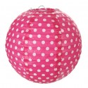 Lanterne boule papier fuchsia à pois 20 cm les 2