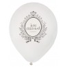 Ballons Just Married blancs 23 cm les 8