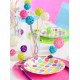 Assiettes carton blanc à pois multicolores 22.5 cm les 10