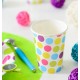 Gobelets carton blanc à pois multicolores les 10