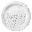 Assiettes Happy carton Blanc 22.5 cm les 10