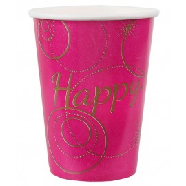 Gobelets carton Happy Fuchsia or les 10