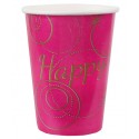 Gobelets carton Happy Fuchsia or les 10