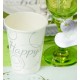 Gobelets carton Happy blanc argent les 10