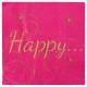 Serviette de table Happy Fuchsia en papier les 20